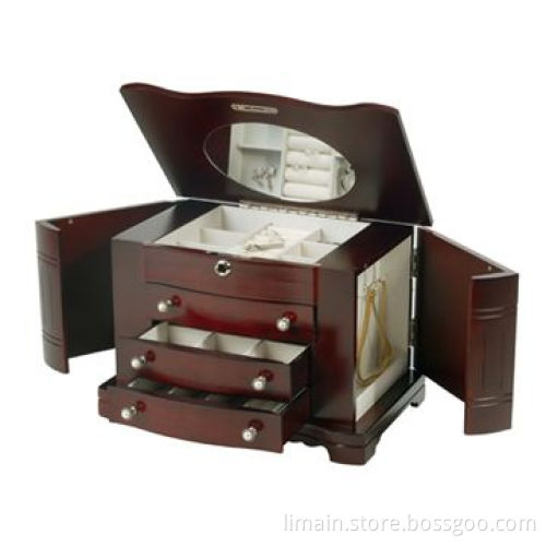 Cherry Jewelry Box with Scalloped Lid